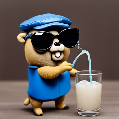 Go Blue Gopher having a drink.