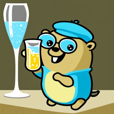 Go Blue Gopher drinking champagne