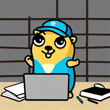Go Blue Gopher doing statistics.
