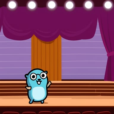 Go Blue Gopher wondered on the stage waiting for questions.