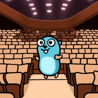 Go Blue Gopher wondered on the stage waiting for questions.