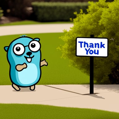 Go Blue Gopher with a sign says thank you.