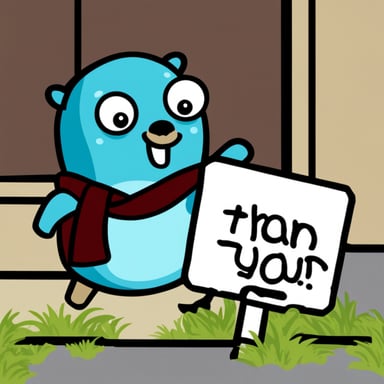 Go Blue Gopher with a sign says thank you.