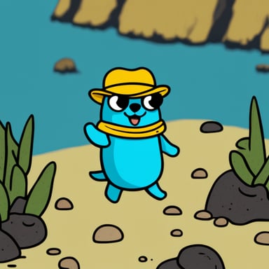 Go Blue Gopher is happy going with yellow and using Kubernetes.