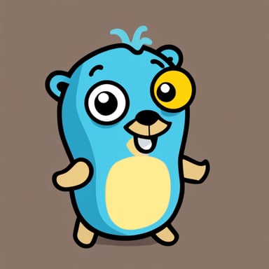 Go Blue Gopher is happy going with yellow and using Kubernetes.