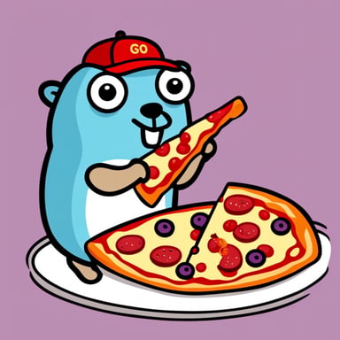 Go Blue Gopher eating a pizza slice.