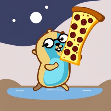 Go blue gopher eating pizza.