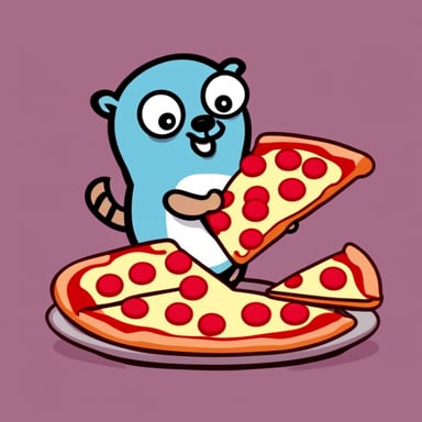 Go blue gopher eating pizza.