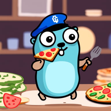 Go blue gopher eating pizza.