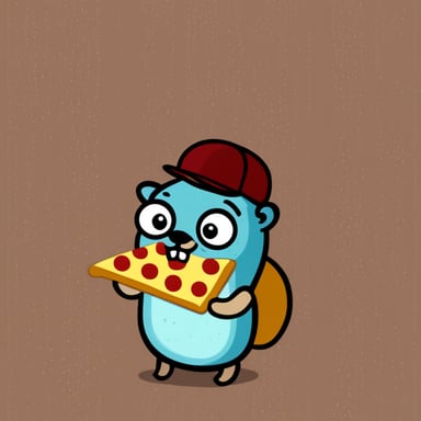 Go blue gopher eating pizza.