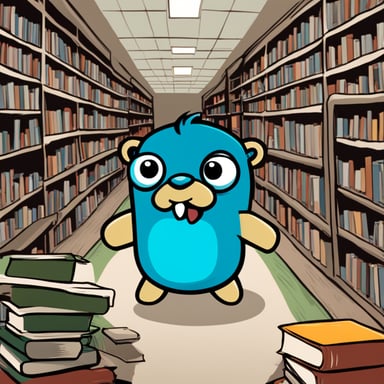 Generate a fast go blue gopher with some lightning strikes on him and the words fson depicted clearly. It should evoke that the library it represents is fast and allocation-free.