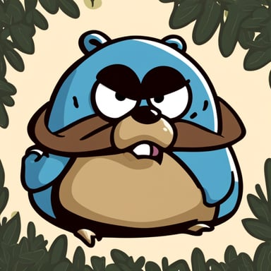 An angry Go Blue Gopher with hatred in its eyes and a desire to strangle someone.