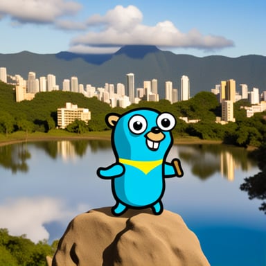 The happy Go Blue Gopher explores Brazil.