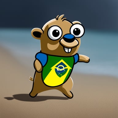 Happy Go Blue Gopher wearing a Brazil t-shirt.