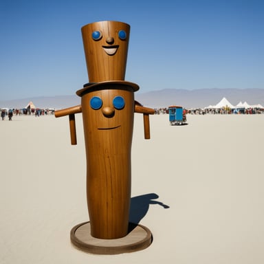 Go Blue Gopher as the wooden man effigy at Burning Man