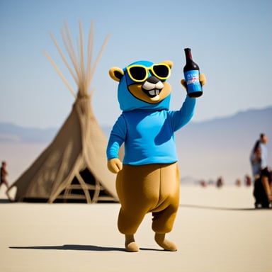 Go Blue Gopher partying at Burning Man.
