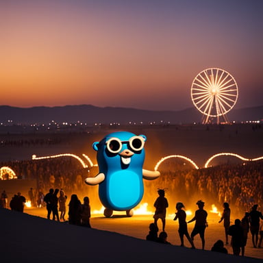 Go Blue Gopher partying at Burning Man.