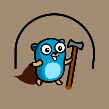 Go Blue Gopher is crushed under the Rust lang logo.