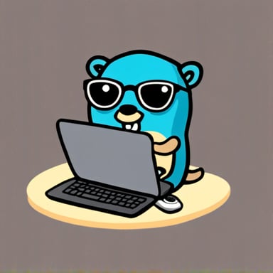 Go Blue Gopher with glasses and laptop