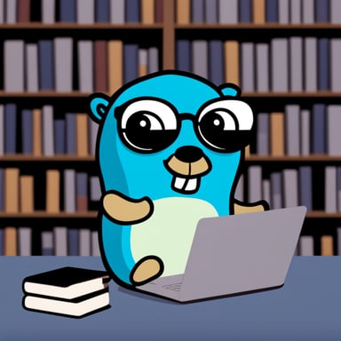 Go Blue Gopher with glasses and laptop
