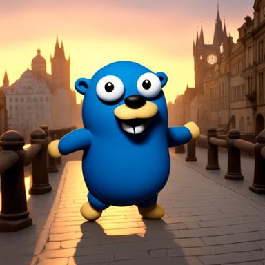 Go Blue Gopher as Prague's Golem
