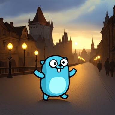 Go Blue Gopher as Prague's Golem