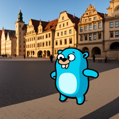 Go Blue Gopher as Prague's Golem