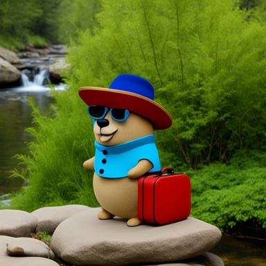 Go Blue Gopher as Paul Gauguin with red hat