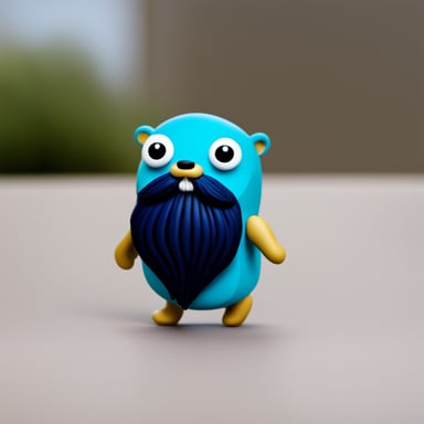 Go Blue Gopher with long hair and a beard.