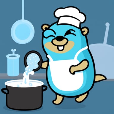Go Blue Gopher wearing an apron and washing dishes.