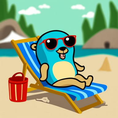 Go Blue Gopher sunbathing on a beach chair.
