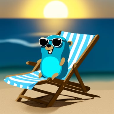 Go Blue Gopher sunbathing on a beach chair.