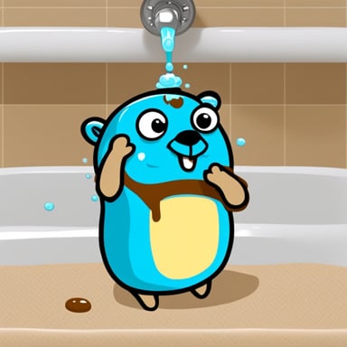 Go Blue Gopher taking a shower with lots of soap.
