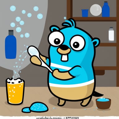 Go Blue Gopher washing his hair.