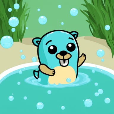 Go Blue Gopher taking a bath with lots of bubbles.