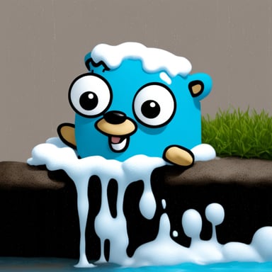 Go Blue Gopher taking a foam bath.