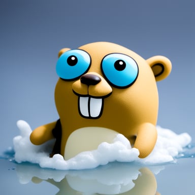Go Blue Gopher taking a foam bath.
